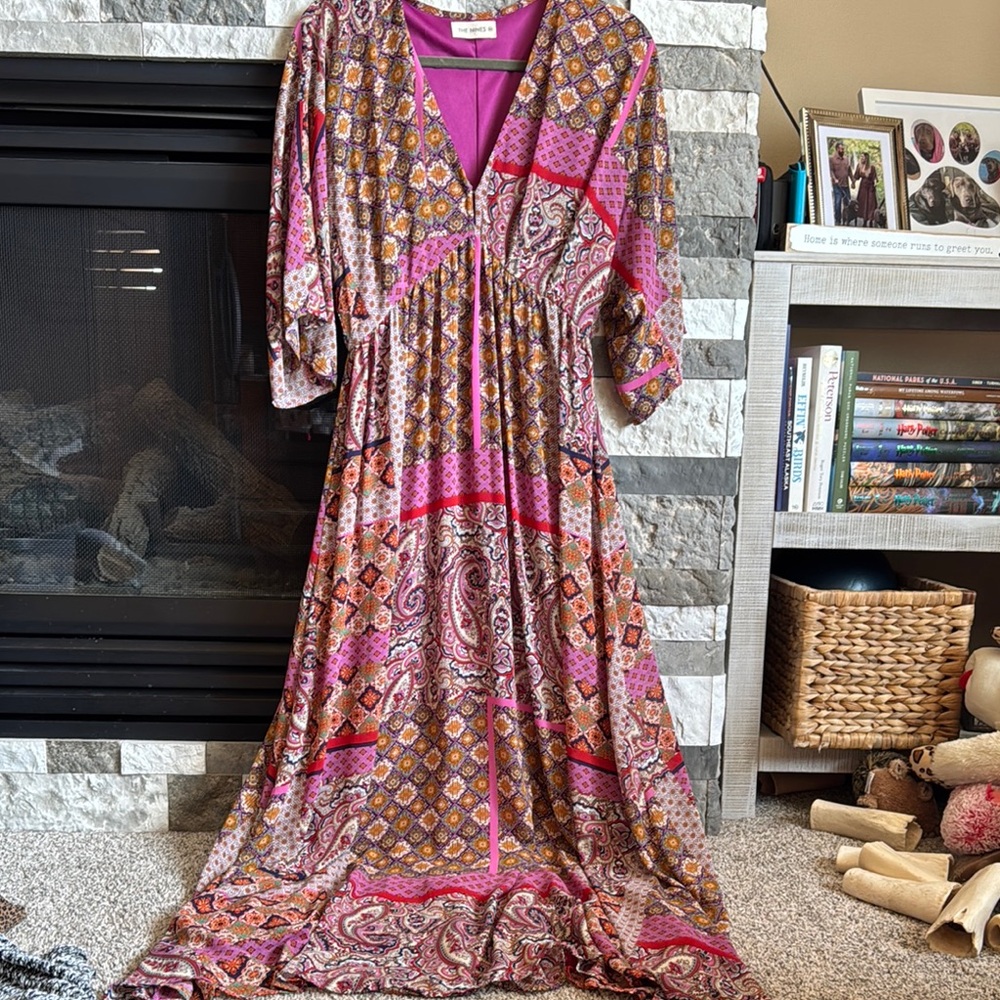Bohemian Paisley Maxi Dress - Pink and Purple